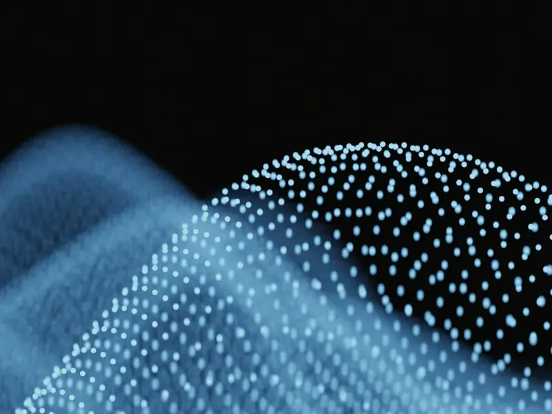 Abstract blue particle wave representing data and machine learning